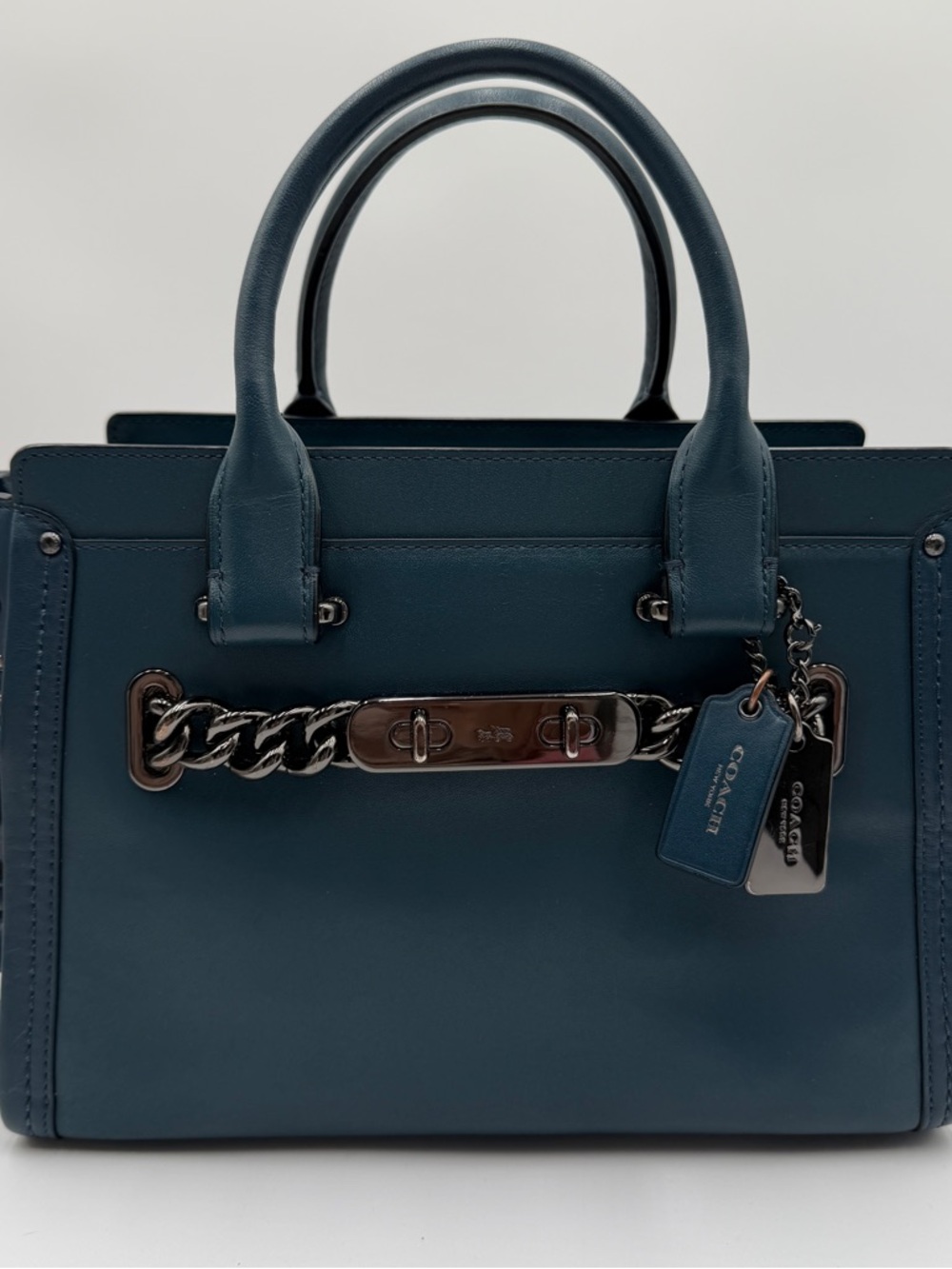 Coach Swagger 27 Satchel, Mineral Blue w/dustbag - Picture 6 of 6